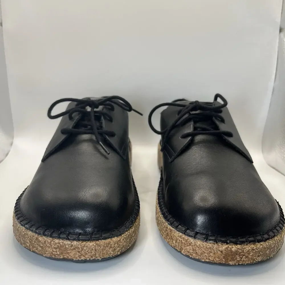 Birkenstock Gary Leather Shoes EU 41 Mens 8-8.5 Women 10-10.5 Vintage Wood Black